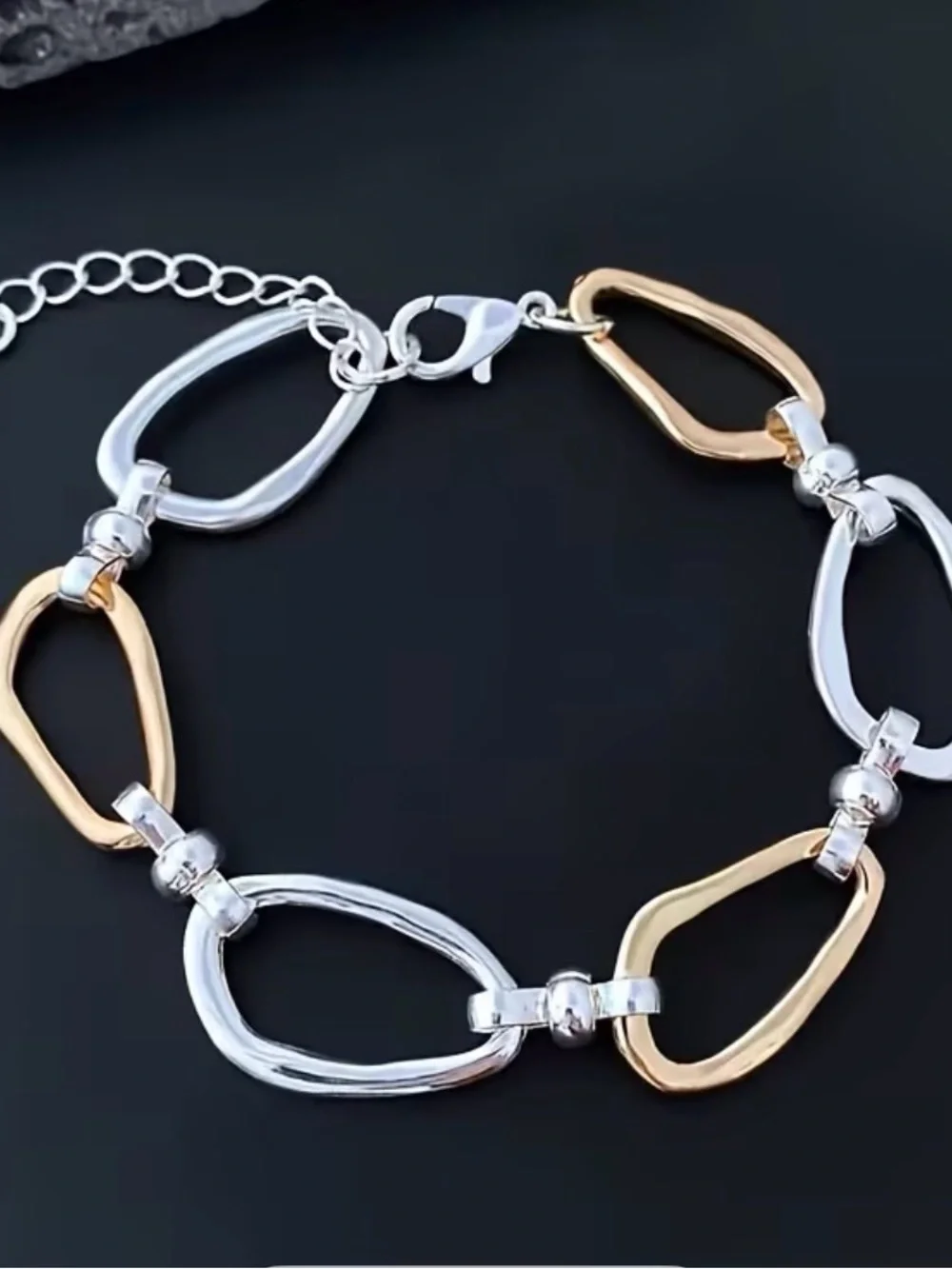 Two-Tone Silver and Gold Link Bracelet - Women Jewelry